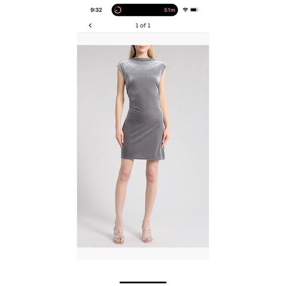 Reformation Alden Knit Shift Dress, Silver Velvet - Picture 1 of 10